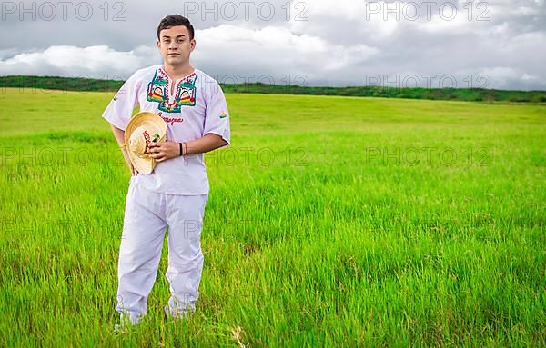 Nicaraguan man in folk costume in the field