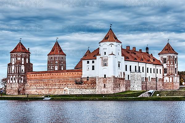 High dynamic range hdr image of medieval Mir castle famous landmark in town Mir