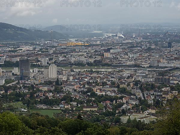 View from the Poestlingberg to the industrial area of VOEST-Alpine