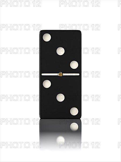 Domino game bone close up isolated on white