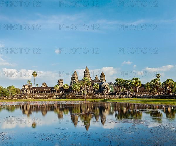 Cambodia landmark Angkor Wat with reflection in water