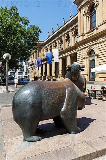 Bull and bear on the stock exchange in Frankfurt