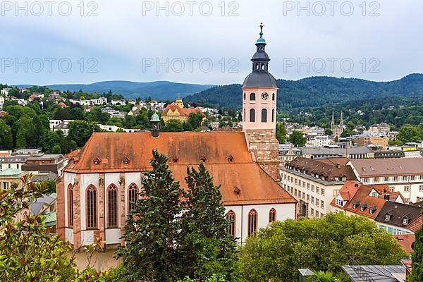 View of the town of Baden-Baden in the Black Forest with church in Baden-Baden