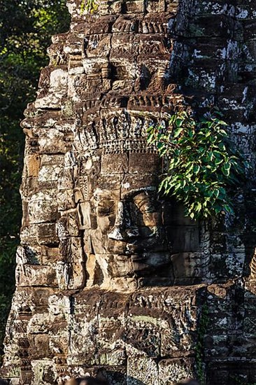 Ancient stone face of Bayon temple