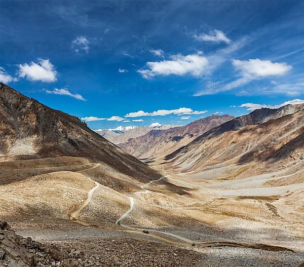 Himalayan valley landscape with road near Kunzum La pass