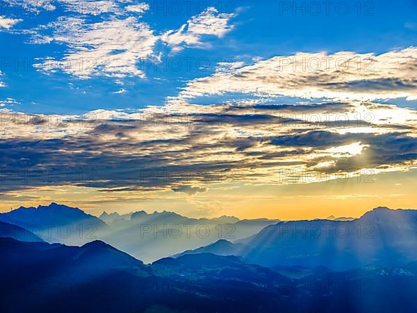 Light clouds over the Berchtesgaden Alps in evening light