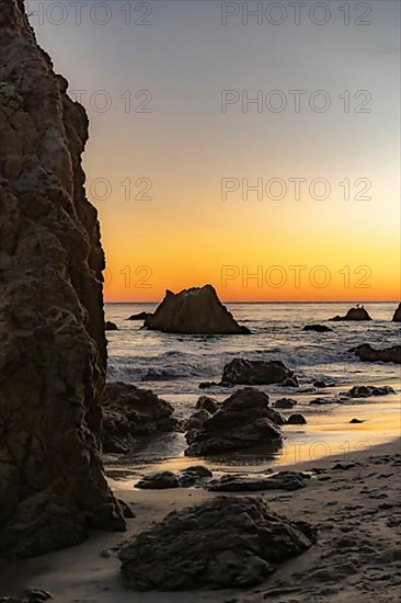 Sunset by the ocean at El Matador Beach Malibu