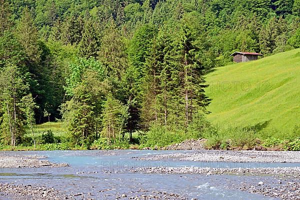 View of the Stillach river landscape