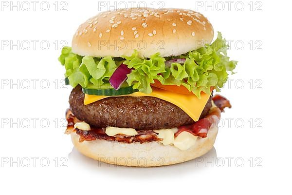 Hamburger cheeseburger fast food cropped on a white background in Stuttgart