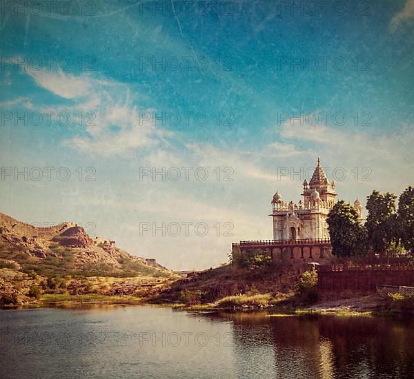 Vintage retro hipster style travel image of Jaswanth Thada mausoleum