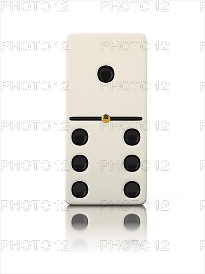 Domino game bone close up isolated on white