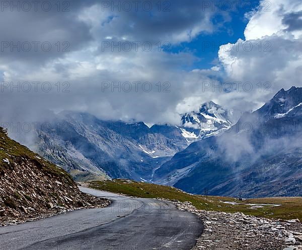 Road in Himalayas. Rohtang La pass