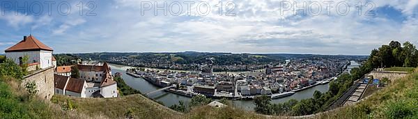 View from the Veste Oberhaus of the old town between the Inn and the Danube