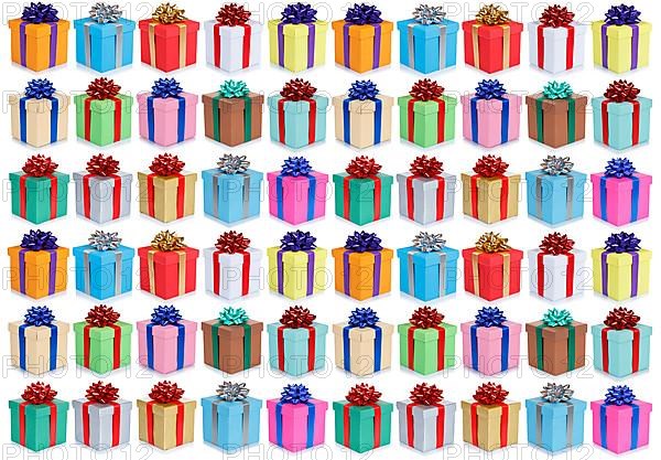 Christmas Gifts Birthday Background Collection Collage Boxes Give Free Gift