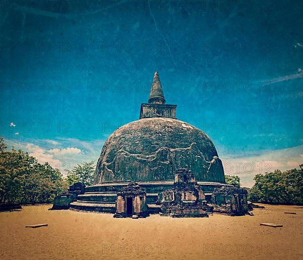 Vintage retro hipster style travel image of Kiri Vihara