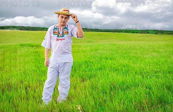 Nicaraguan man in folk costume in the field