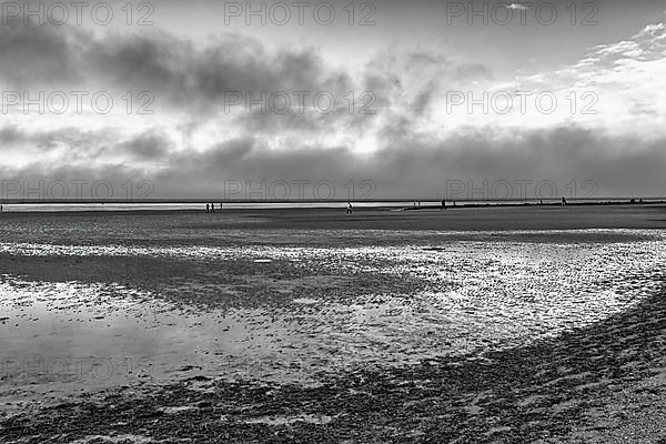 View of the dreary Wadden Sea in autumn