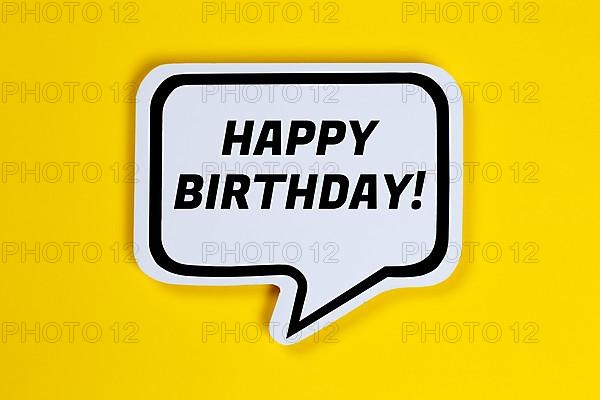 Happy Birthday in speech bubble communication concept talk in Stuttgart