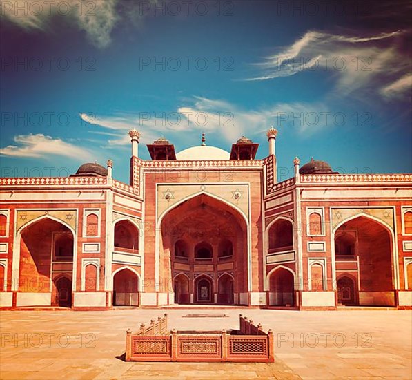 Vintage retro effect filtered hipster style travel image of Humayun's Tomb complex