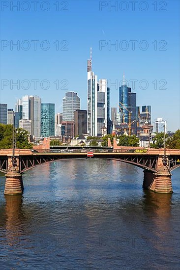 Skyline with River Main and Ignatz Bubis Bridge Travel in Frankfurt