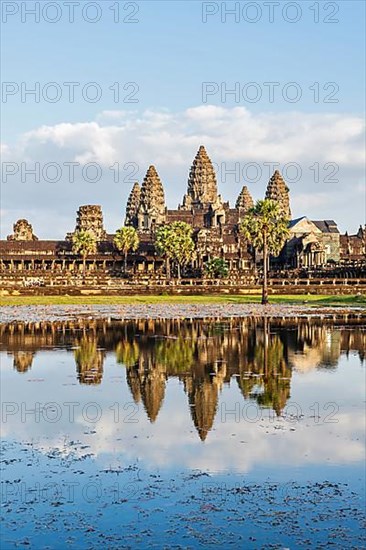 Cambodia landmark Angkor Wat with reflection in water