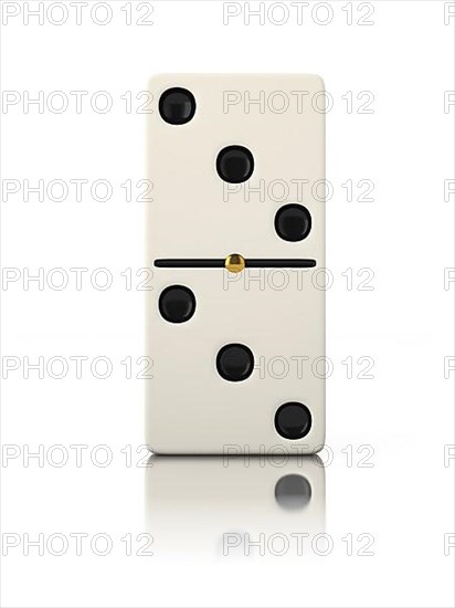 Domino game bone close up isolated on white