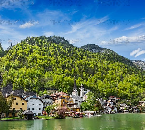 Austrian tourist destination Hallstatt village on Hallstatter See in Austrian alps. Salzkammergut region