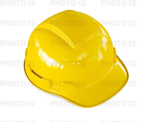 Yellow hard hat of construction worker isolated on white