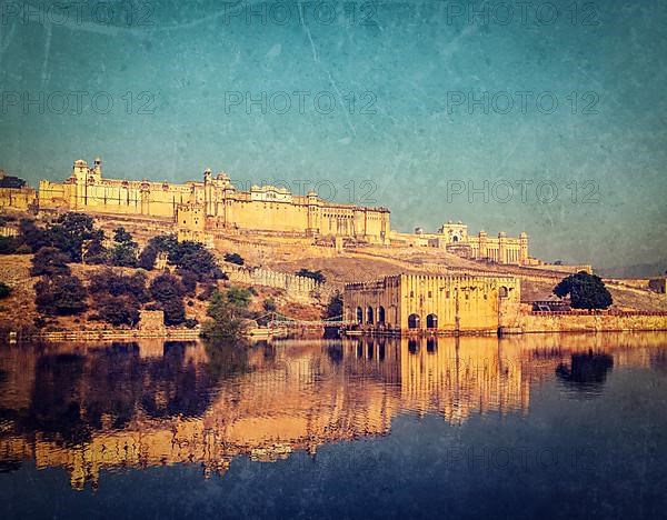 Vintage retro hipster style image of Famous Rajasthan landmark