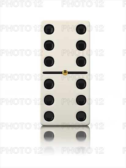 Domino game bone close up isolated on white