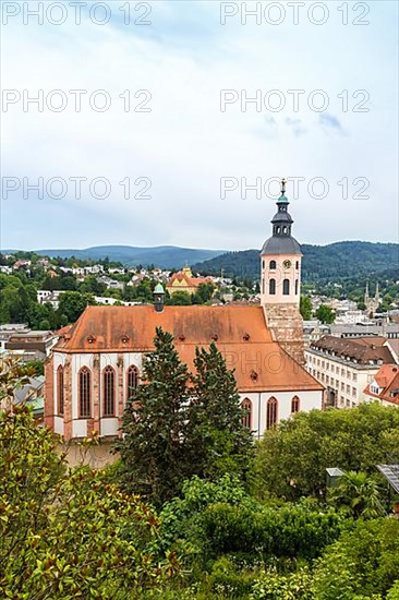 View of the town of Baden-Baden in the Black Forest with church in Baden-Baden