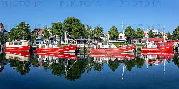 Warnemuende Harbour Promenade with Boats Travel Panorama in Rostock