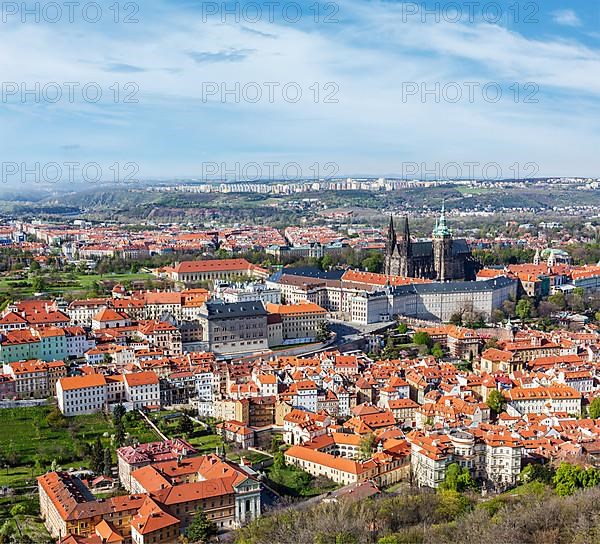 Aerial view of Hradchany part of Prague: the Saint Vitus