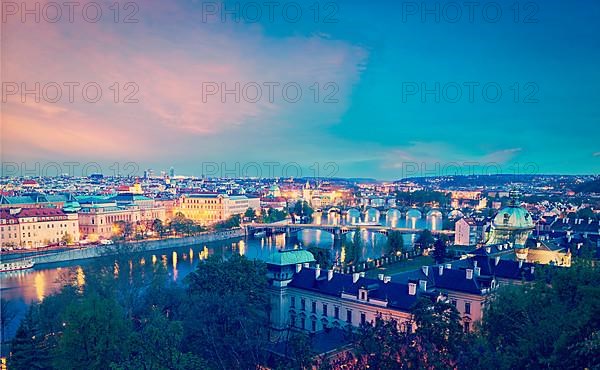 Vintage retro hipster style travel image of travel Prague concept background