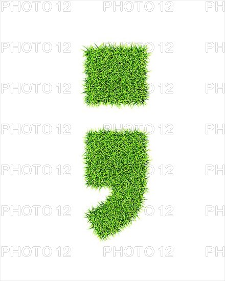 Grass alphabet semicolon period comma