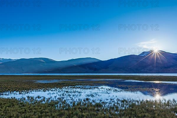 Lake Tso Moriri in Himalayas on sunrise. Ladakh