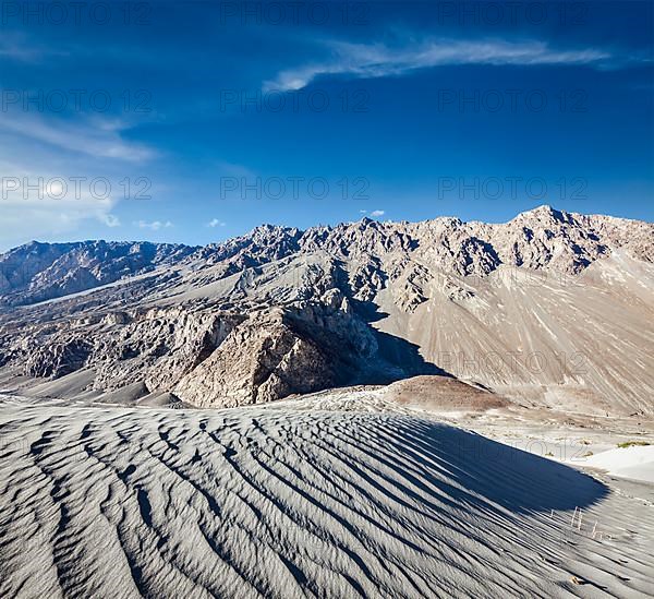 Sand dunes in Himalayas. Hunder