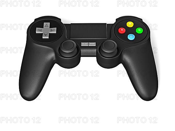 Gamepad joypad for video game console isolated on white background with reflection