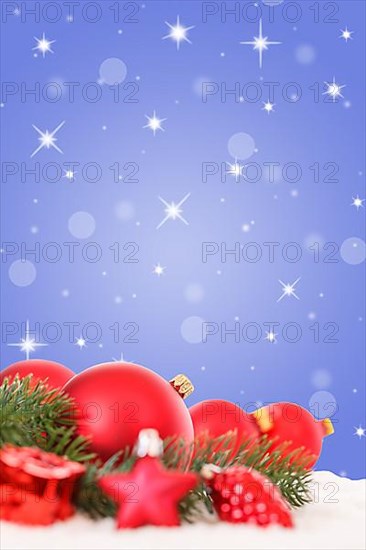 Christmas red Christmas balls Christmas decoration stars decoration snow copy space Copyspace Copy Space in Stuttgart