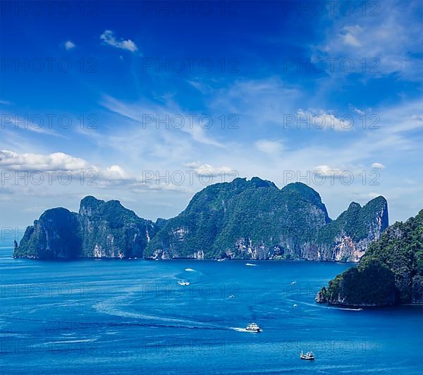 Aerial view of Phi Phi Leh island in Andaman Sea