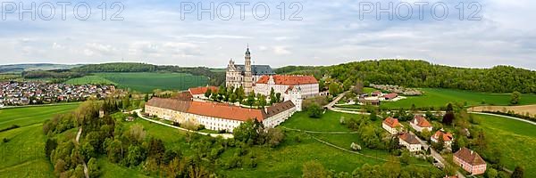 Abbey baroque church aerial panorama in Neresheim