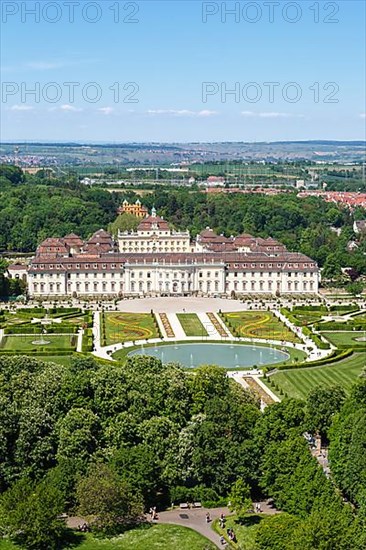 Palace Blooming Baroque Residence Palace Aerial Photo Travel Architecture in Ludwigsburg