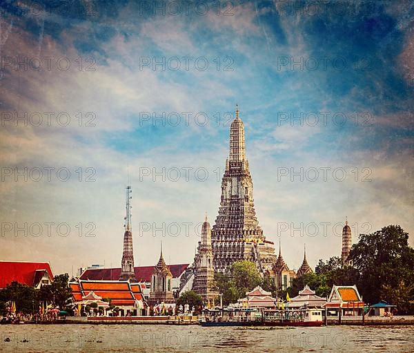 Vintage retro hipster style travel image of Buddhist temple