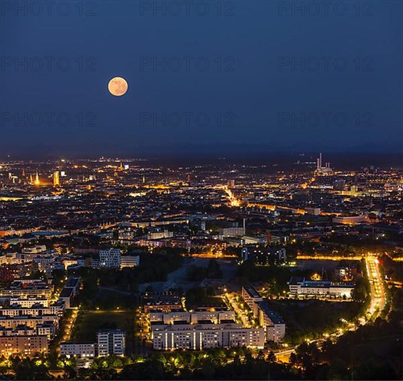 Night aerial view of Munich from Olympiaturm