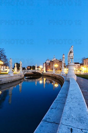 Prato Della Valle square with statues travel city by night in Padua