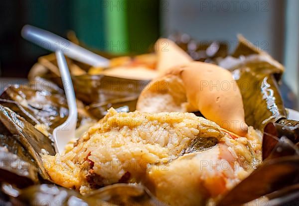 Nicaraguan Nacatamal with bread on the table