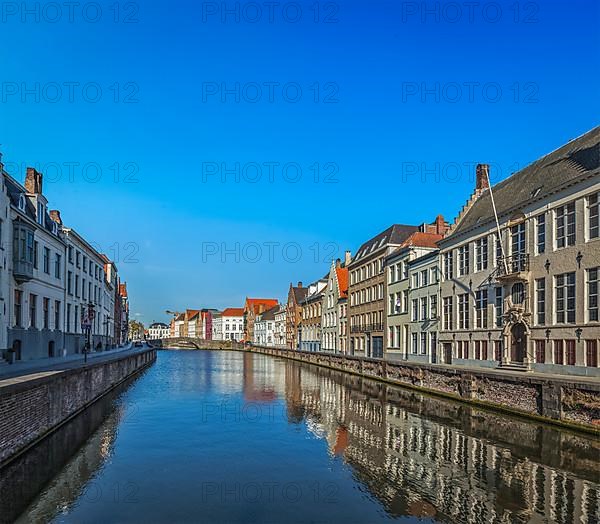 Canal and medieval houses. Bruges