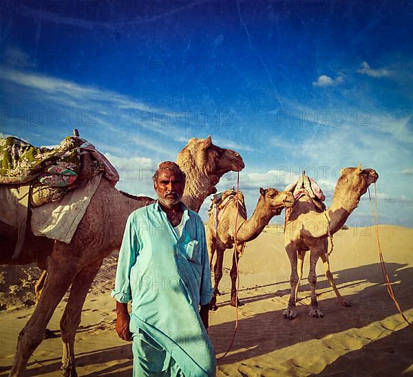 Vintage retro hipster style travel image of Rajasthan travel background