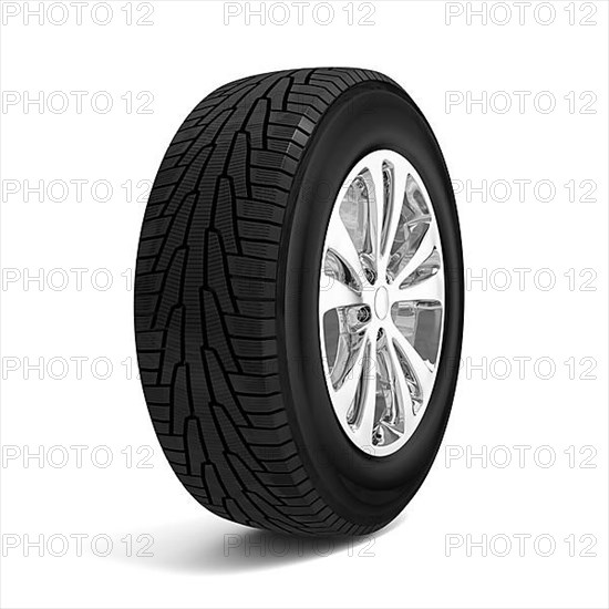 Car winter tire isolated on white background