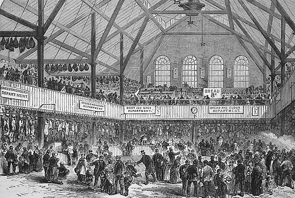 The Market Hall in the Whitechapel district of London in 1869